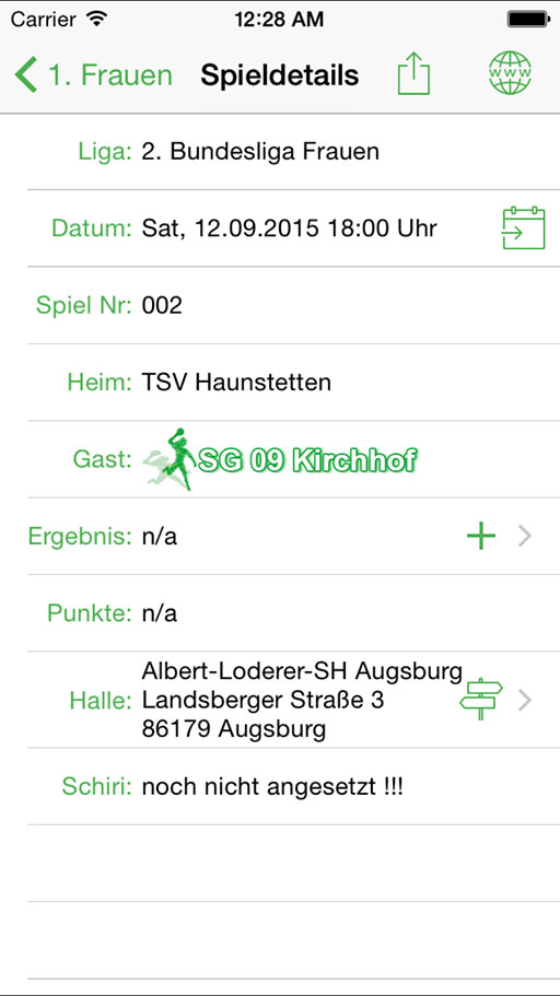 Handball-App SG 09 Kirchhof iOS